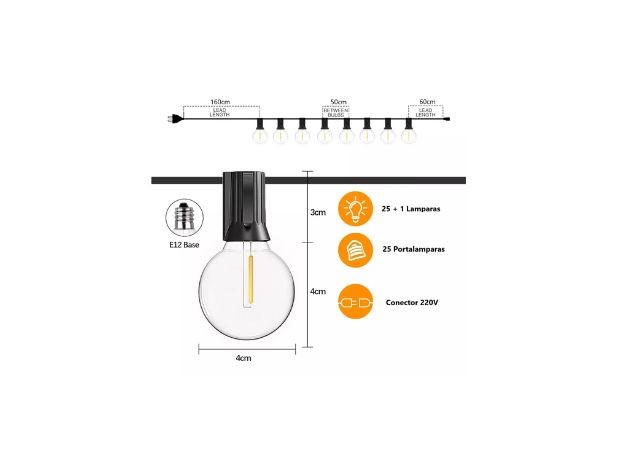 &u+ GUIRNALDAS EXTERIOR LED S14 15M LED 220V HCP096